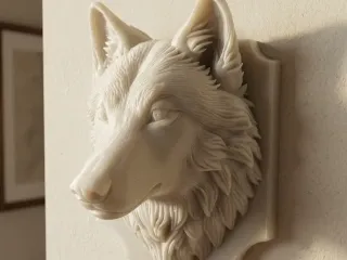 wolf head wall trophy
