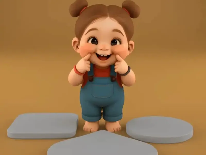 Joyful Girl 3D Model with 3 Interchangeable Bases
