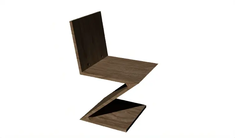 Miniature Designer Chair_ ZIG ZAG_ Gerrit Rietveld_ 1:12