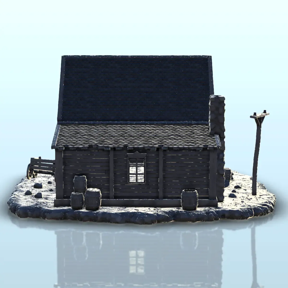 House with stone fireplace - Terrain scenery West Old