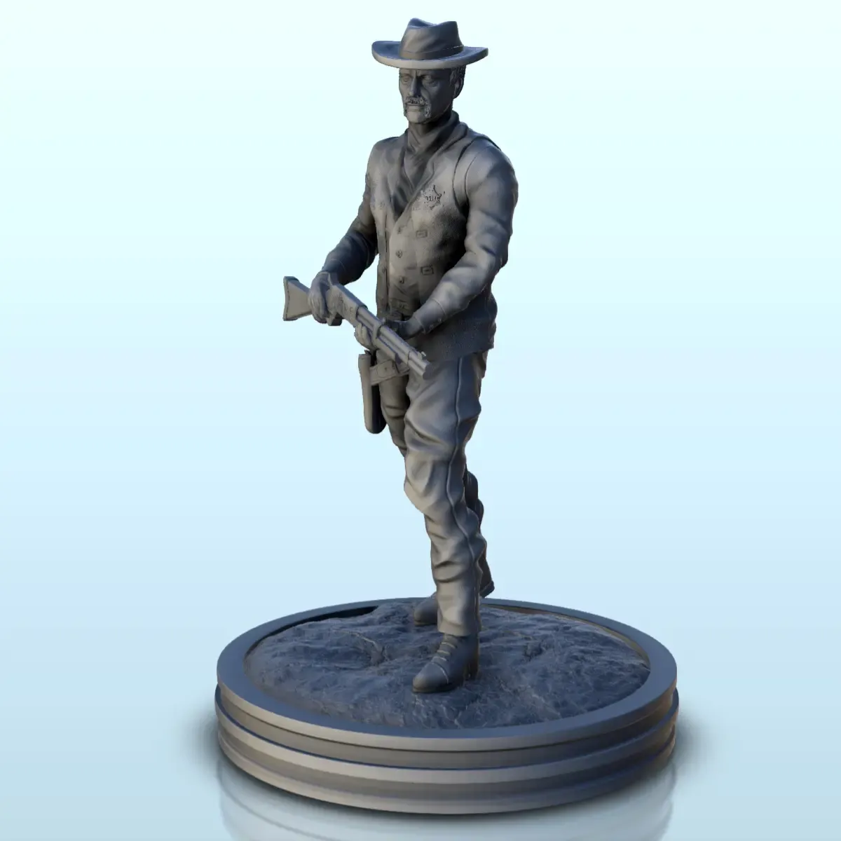Sheriff with mustache, rifle and badge (11) - Old West Fig