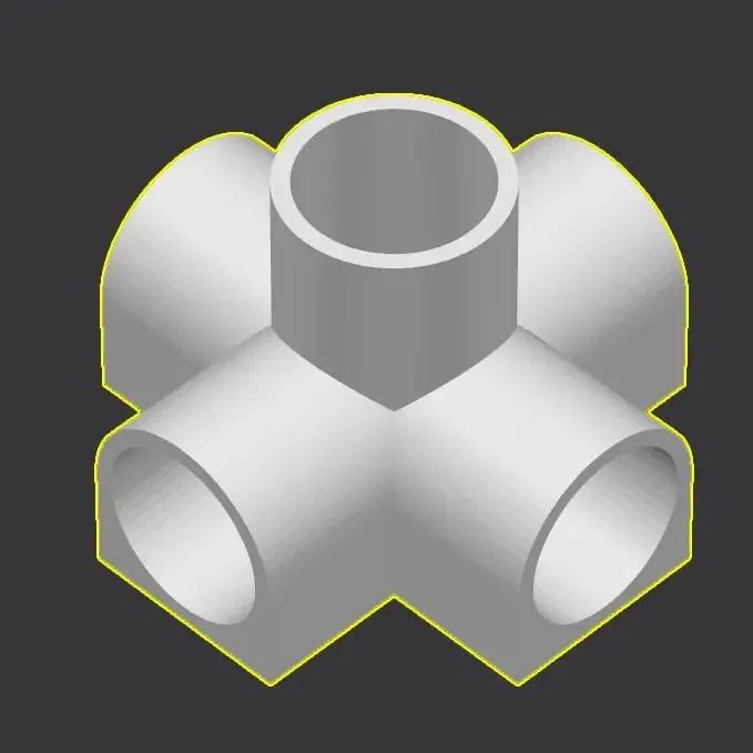 Conector de 5 Vias a 90° para PVC de 20 mm – Impressão Integrada