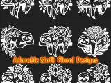 Floral Sloth Bundle | Cute Animal STL + SVG Design-1