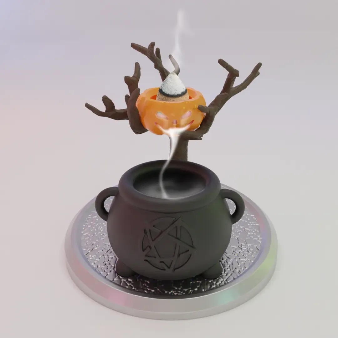 Halloween Backflow Incense Burner with Cauldron and Pumpkin