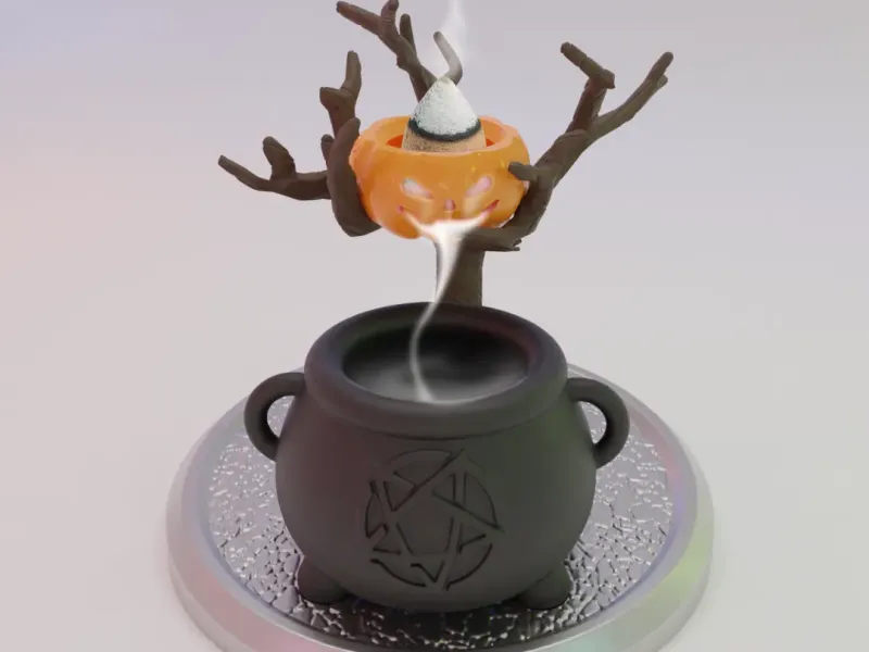 Halloween Backflow Incense Burner with Cauldron and Pumpkin