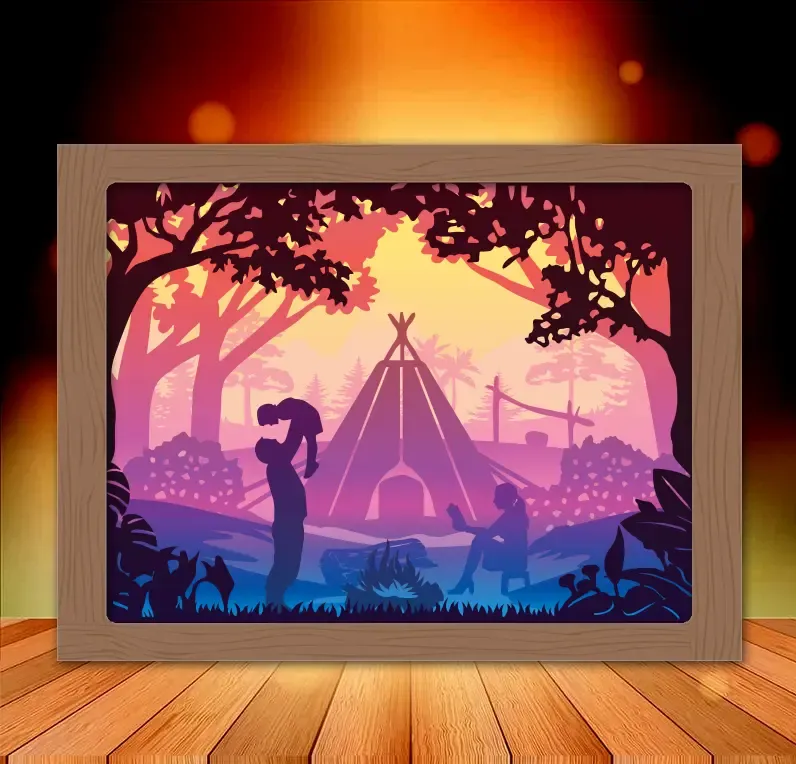 Camping with Family shadow box