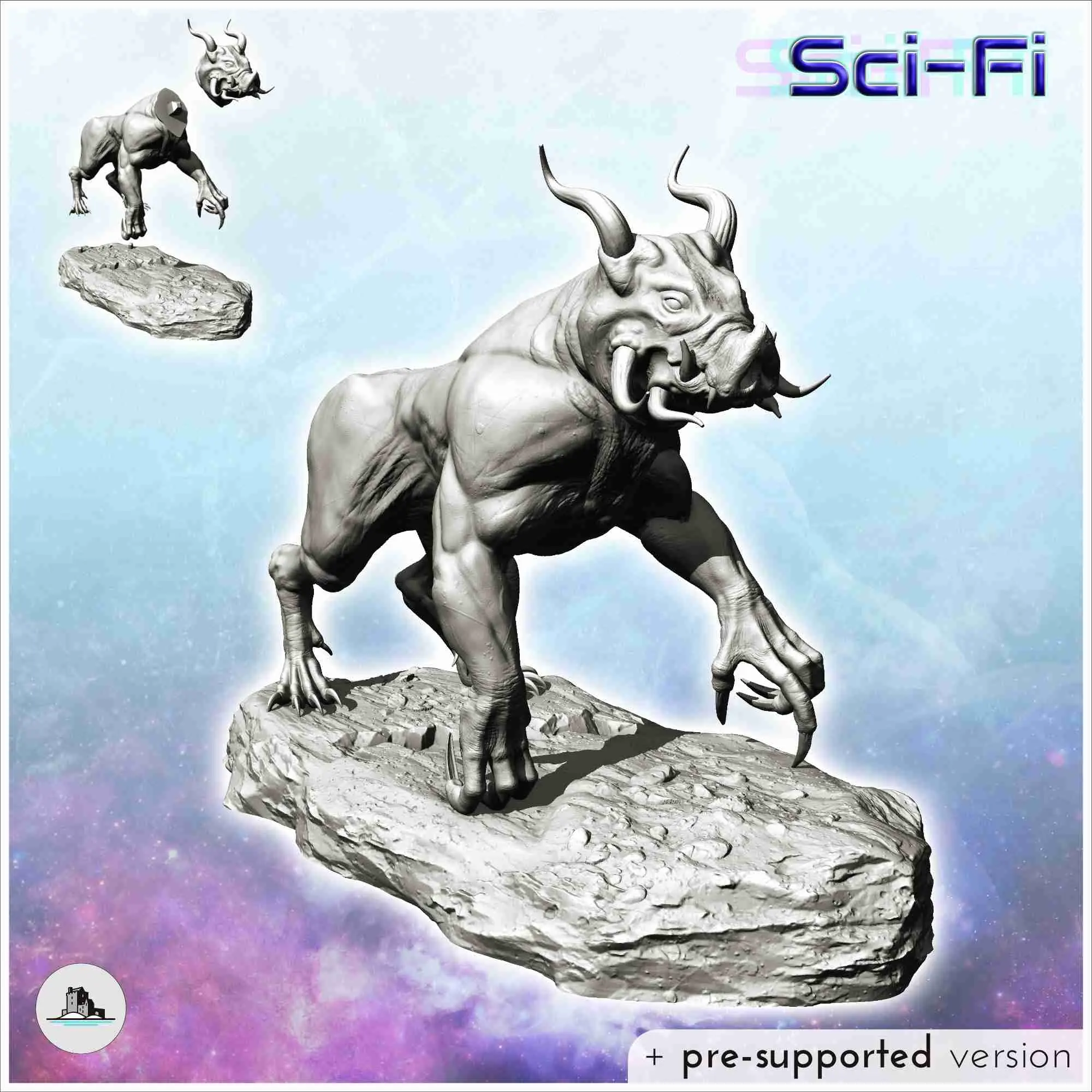 Alien boar creature with double horns and four legs (19) - s