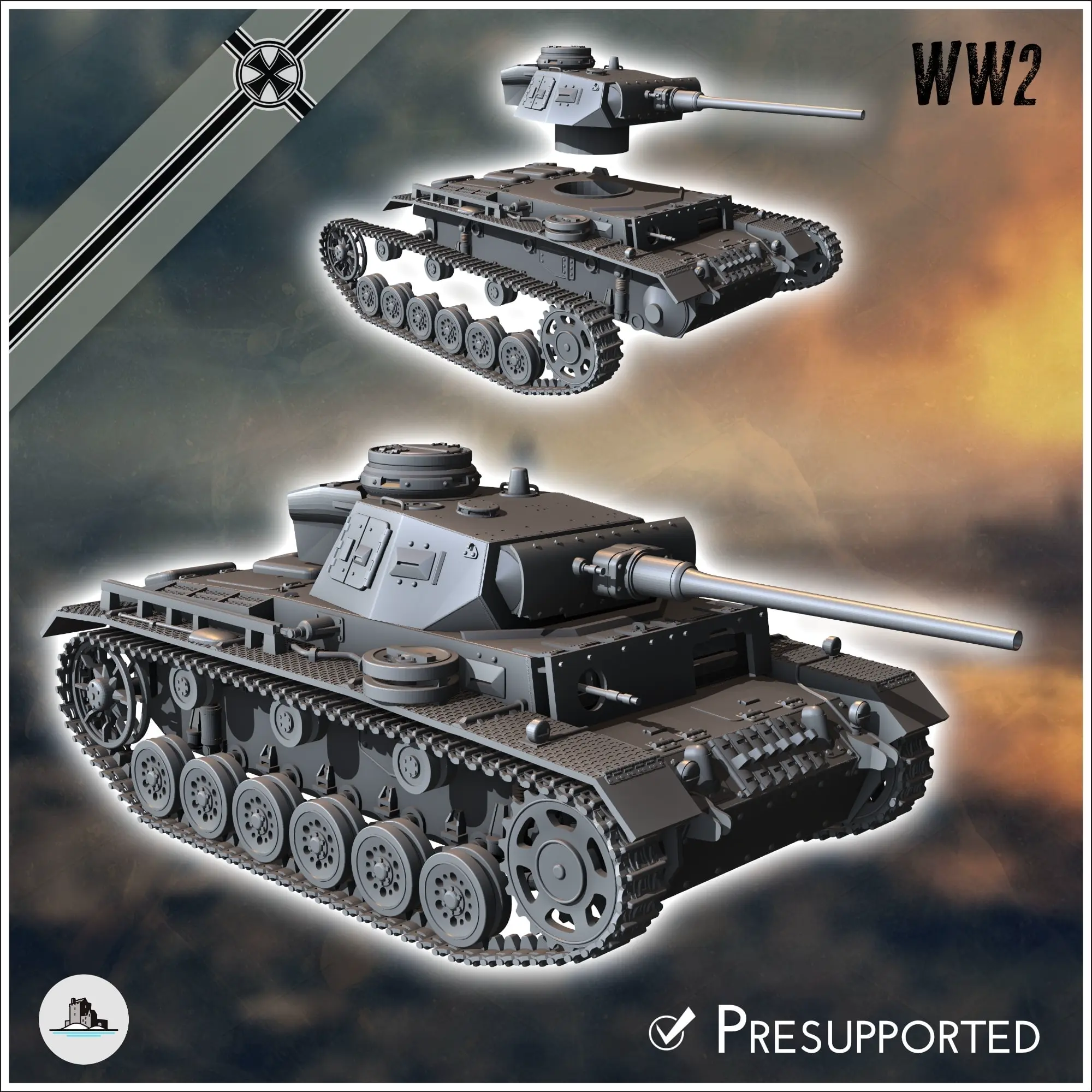 Deutsche WW2 Fahrzeuge Pack Nr. 3 (Panzer III und Varianten) - w