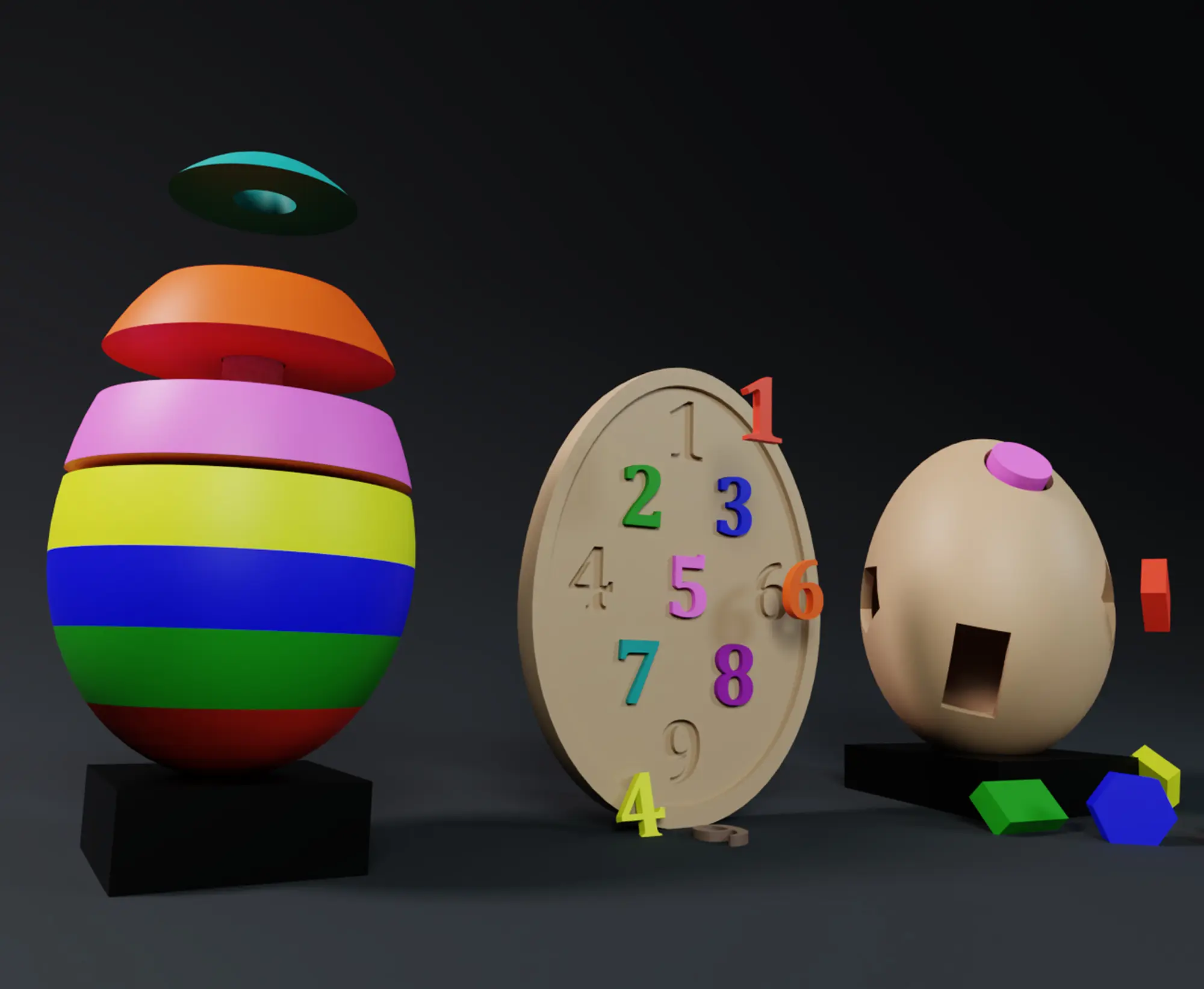 Fun and educational set of Montessori Egg Shapped games