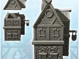 Medieval store with stone base and storey (8) - miniatures w-2