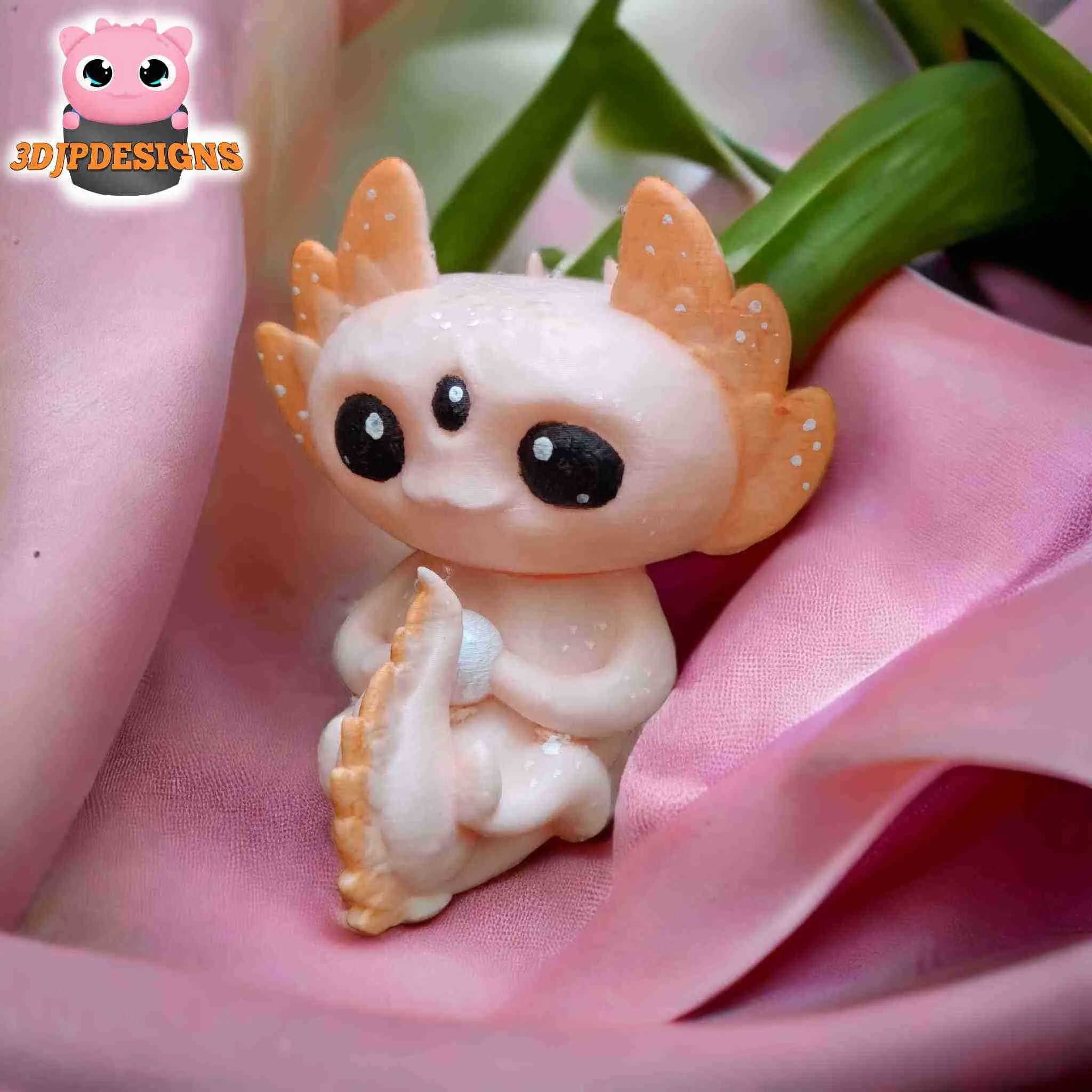 AXOLOTL CRIATURA SOSTENIENDO PERLA ( MACETA CON GANCHOS )