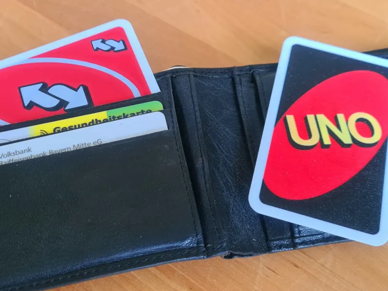 Uno Reverse-kaart voor portemonnee (creditcardformaat)