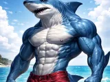 buff shark statue -0