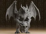 #300_1 Winged Demon Dragon Skull Statue-3