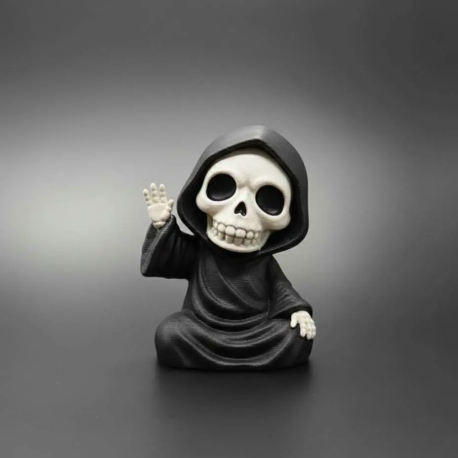 Cute Grim Reaper Figurine – Cartoon Skull 3D Printable Model