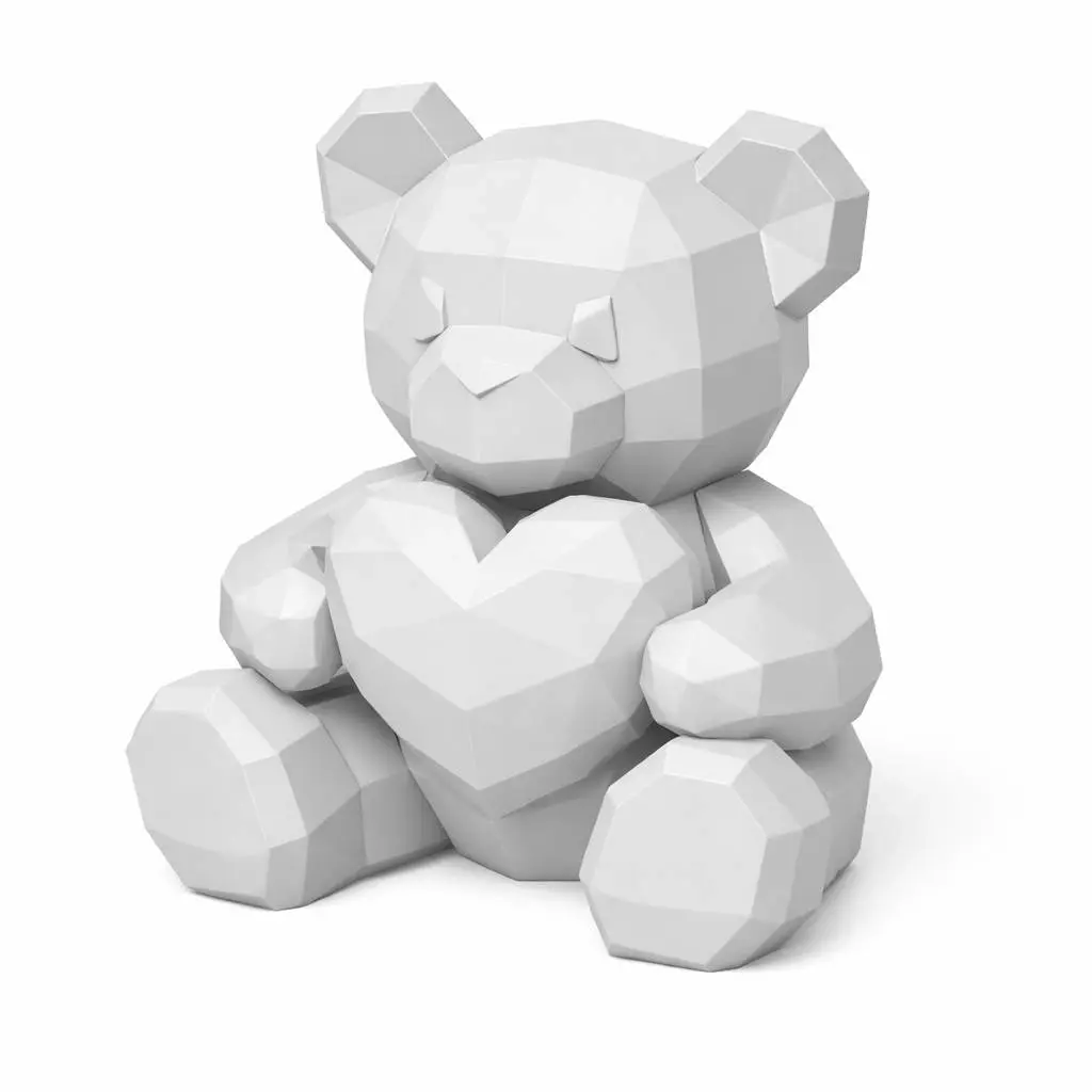 Geometric Love Heart Teddy Bear