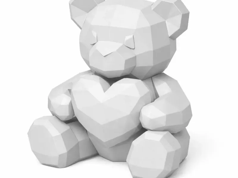 Geometric Love Heart Teddy Bear