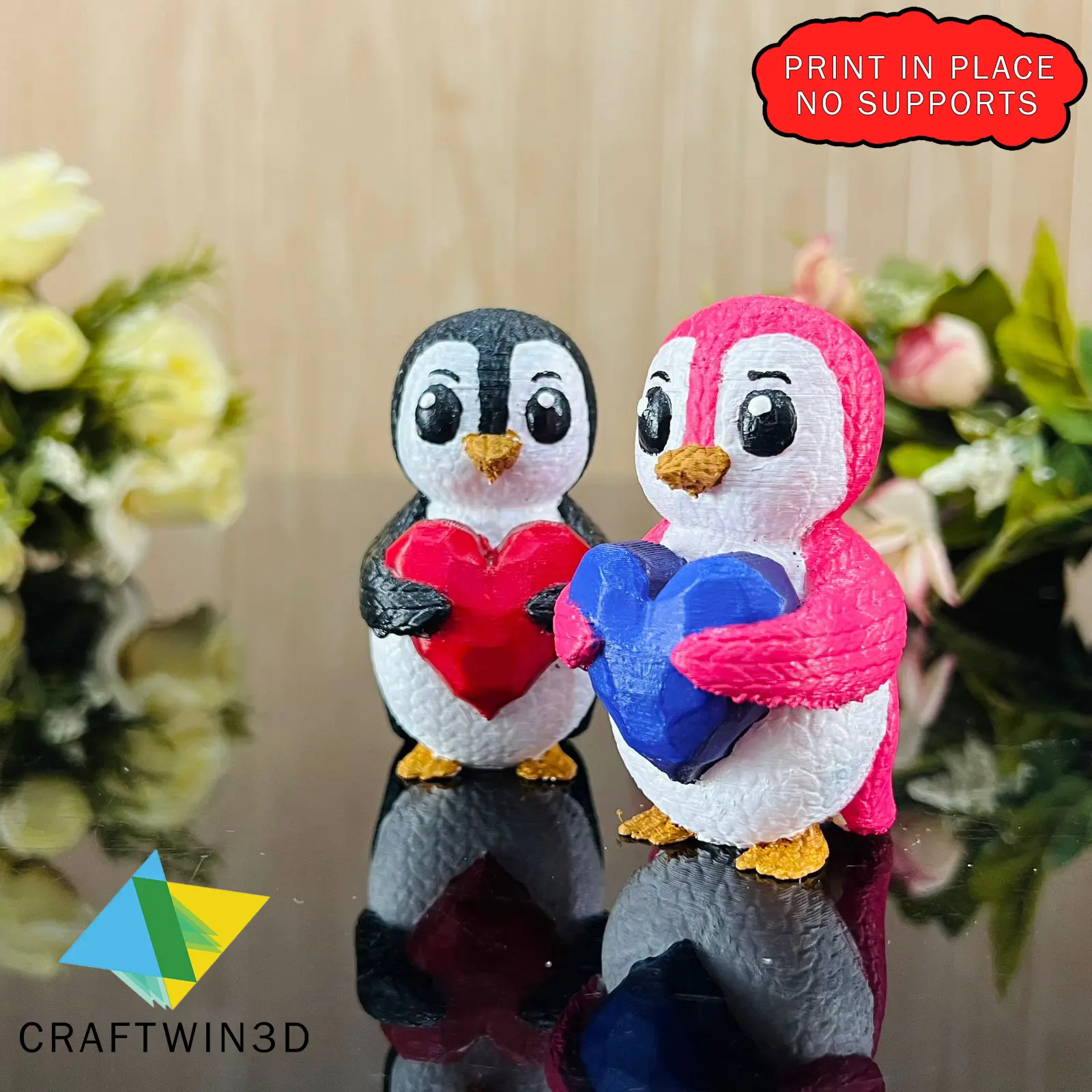 CUTE PENGUIN HOLDING HEART - KNIT STYLE 3D MODEL
