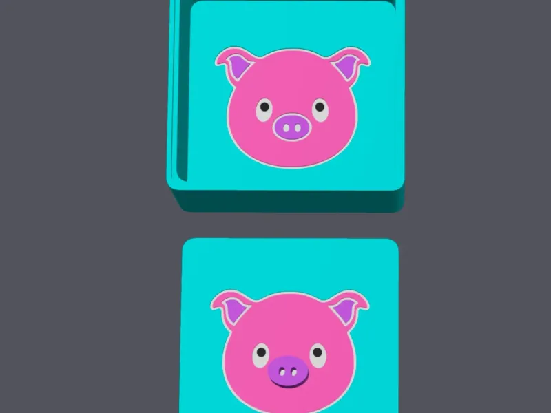 Pig Head - Farm Animals - Square Box