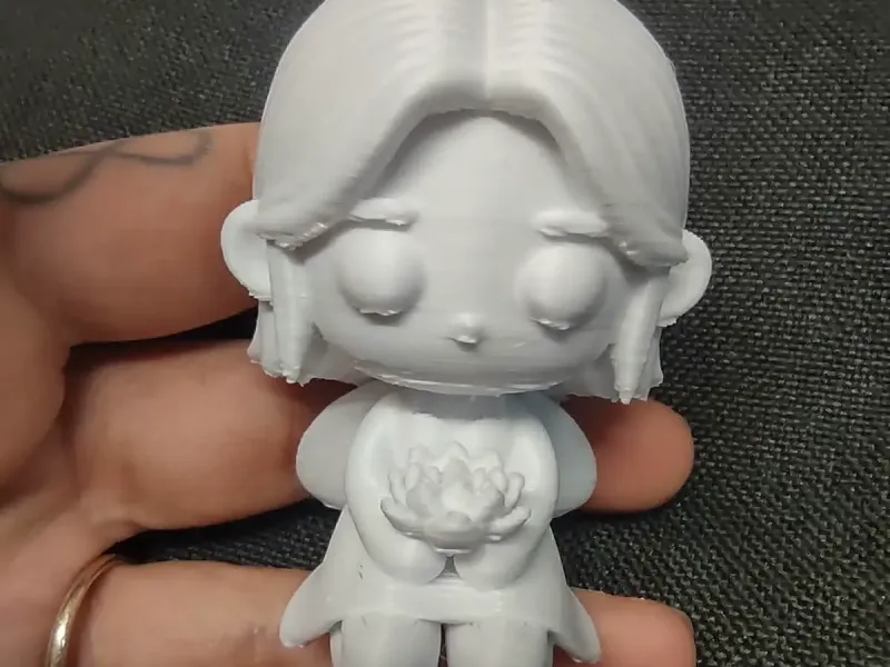 Chibi Lotus Fairy Holding Flower Magical Garden Figurine