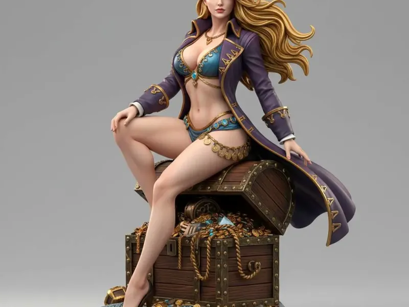 Golden Treasure Pirate Queen Figurine