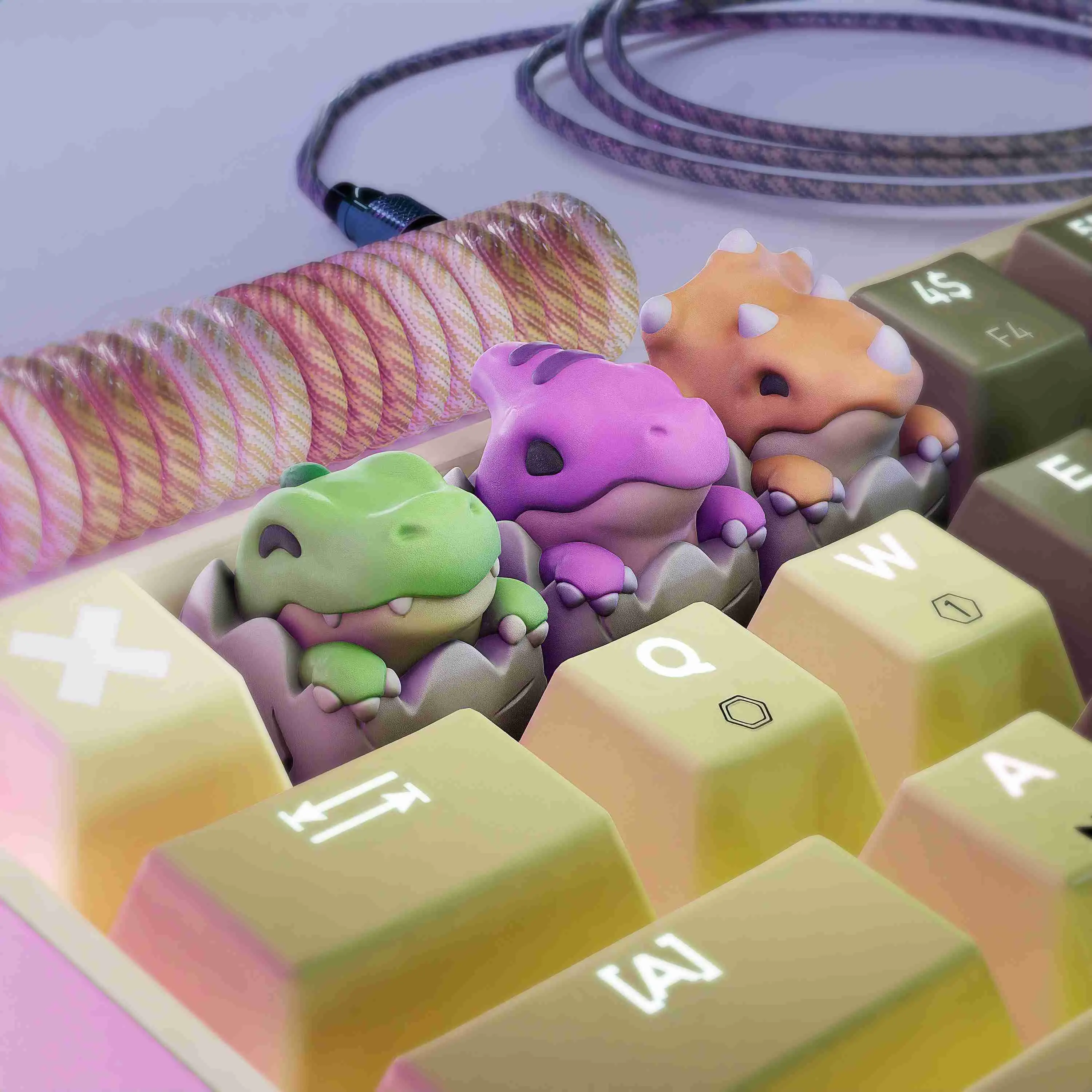 Dinosaur Hatching keycaps - Teclado mecánico