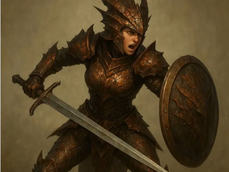 Guerreira com armadura dracrônica