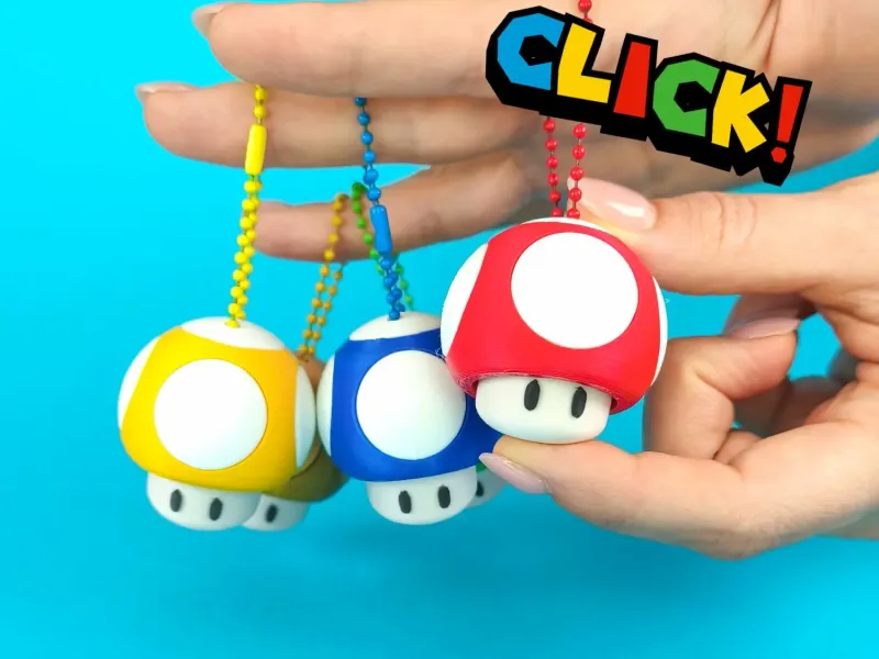 Super Mario Champignon Clickers / Porte-clés, Fan-Art Nintendo