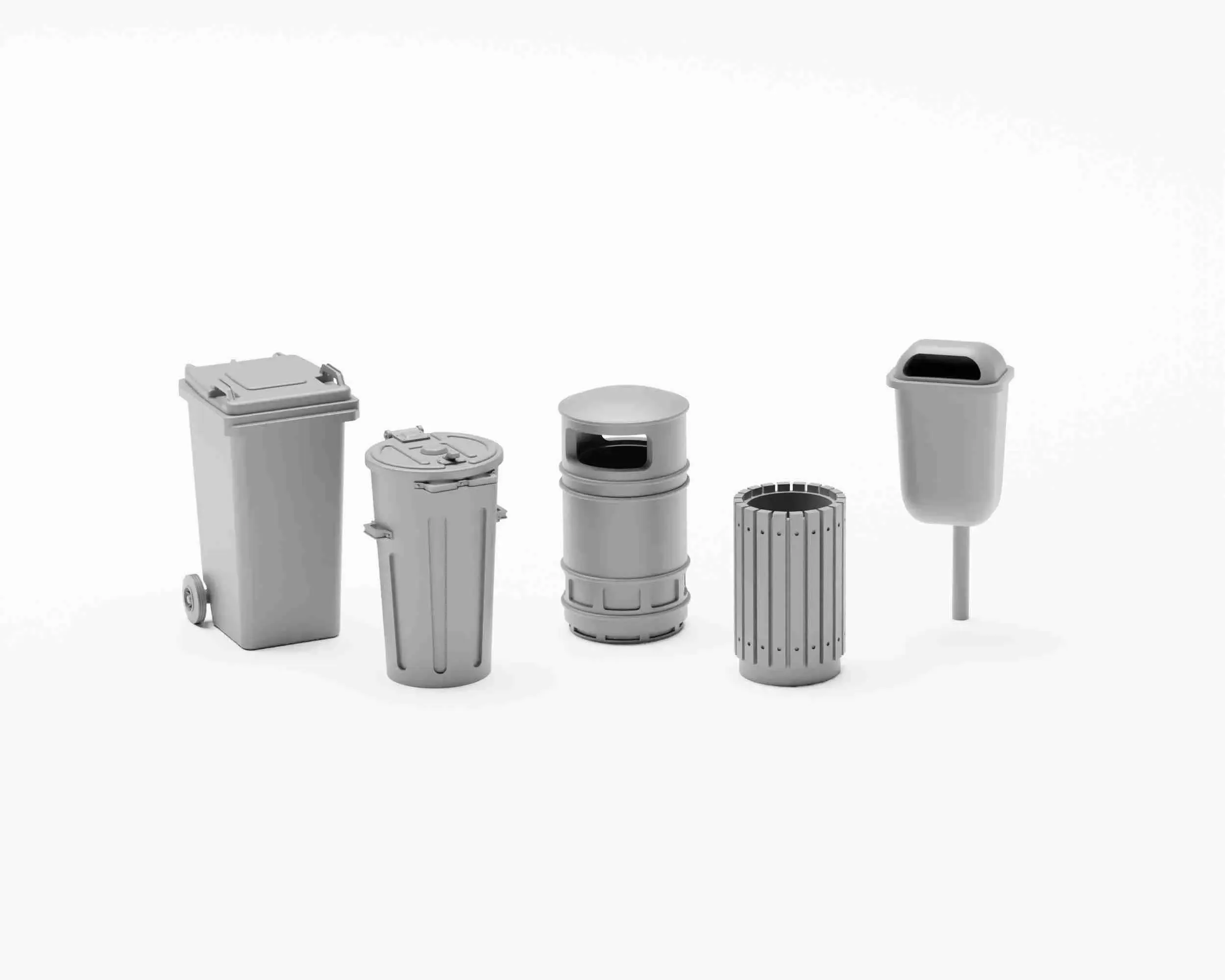 Garbage Pack - set of 13 containers and bins H0 scale