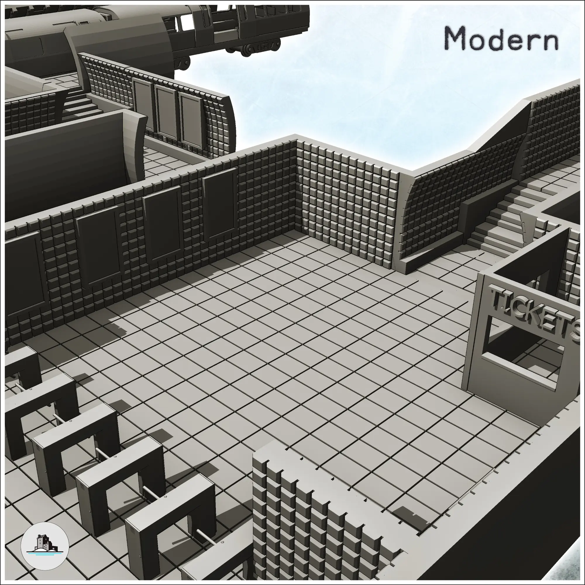 Conjunto modular de red de metro con túneles y un