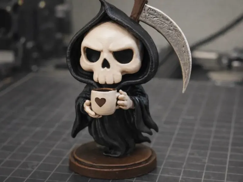 ☕☠️ Grim Reaper Coffee Break – Designer Figurine