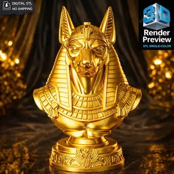 Anubis Bust STL – Egyptian God Statue