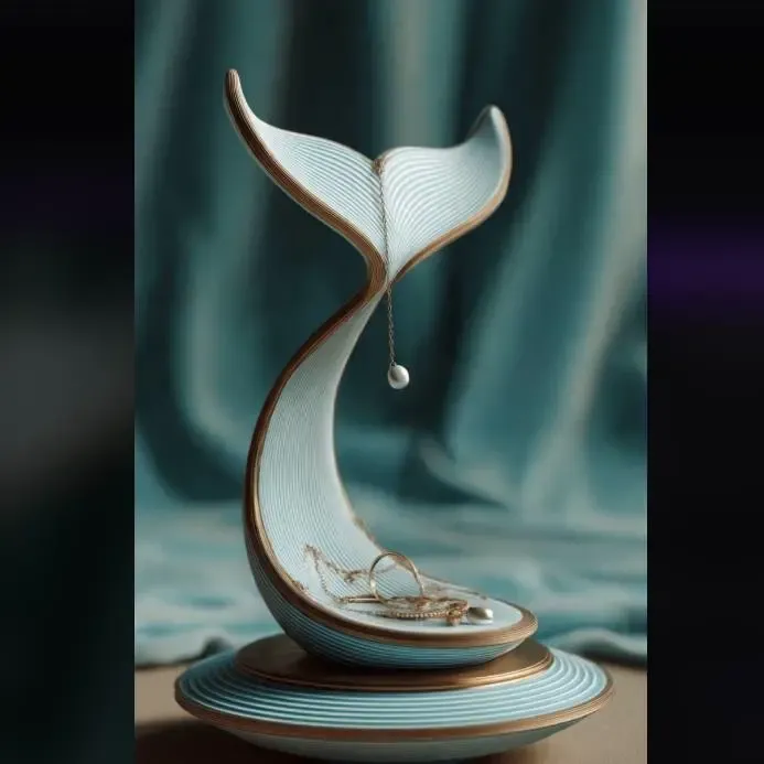 Serene mermaid tail jewelry display stand