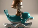 3D STL File Cute Dolphin and Girl Figurine for Decor-5