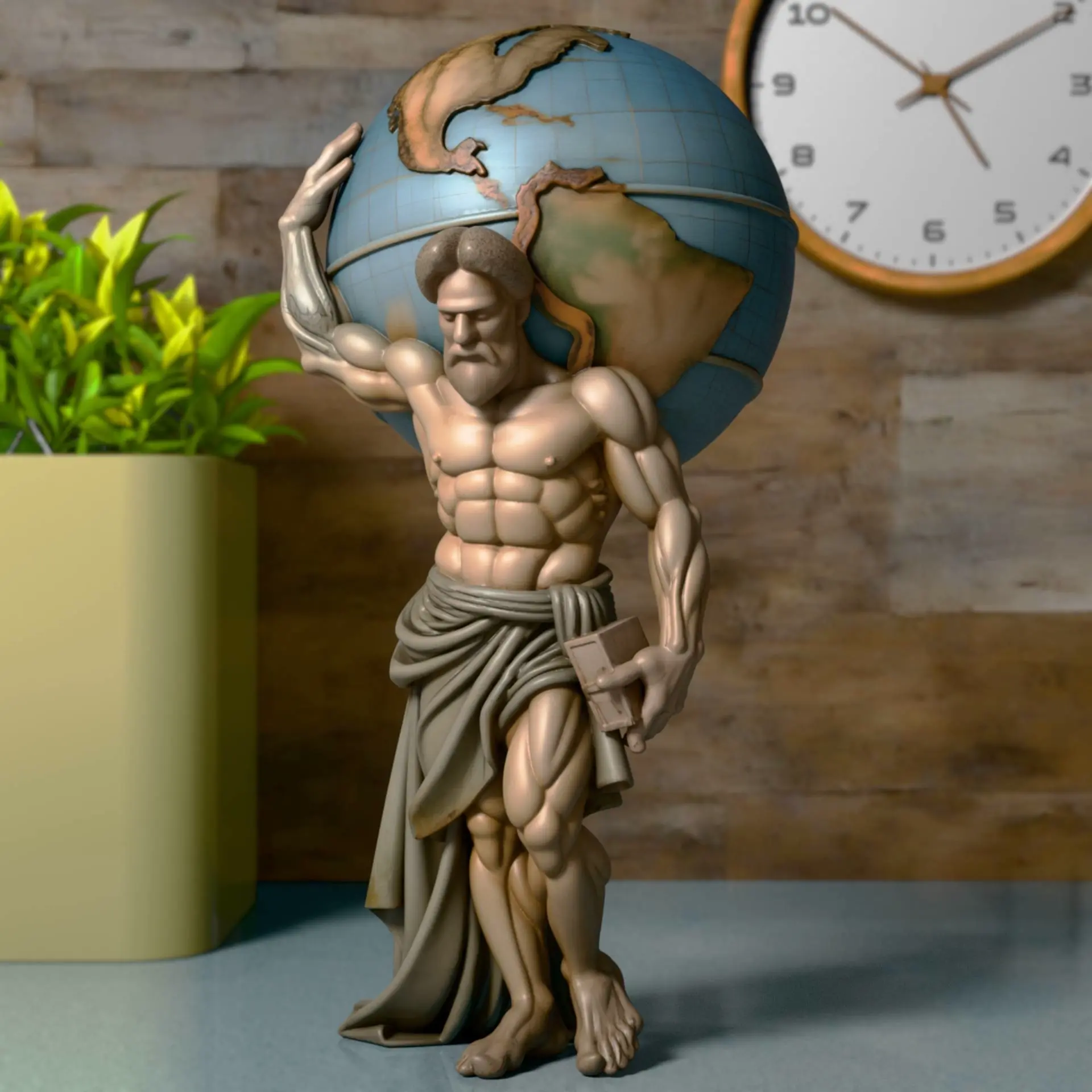 Oldman Carrying the world Statue Decoration