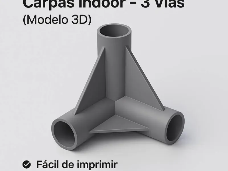 conector Esquinero para Carpas Indoor – 3 Vías (Modelo 3D)