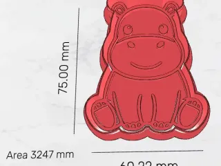 Hipopótamo Kawaii Sentado – Cortador de Galletas STL