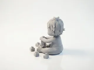 Baby Playing With Toys Chibi Figurine 3D Printable