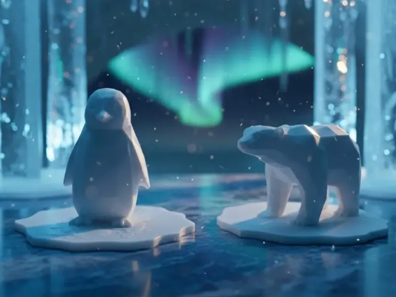 Low-Poly Polarfreunde: Pinguin & Eisbär