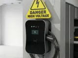 High Voltage Warning Sign (Easy Multicolor) On EV Charger-0