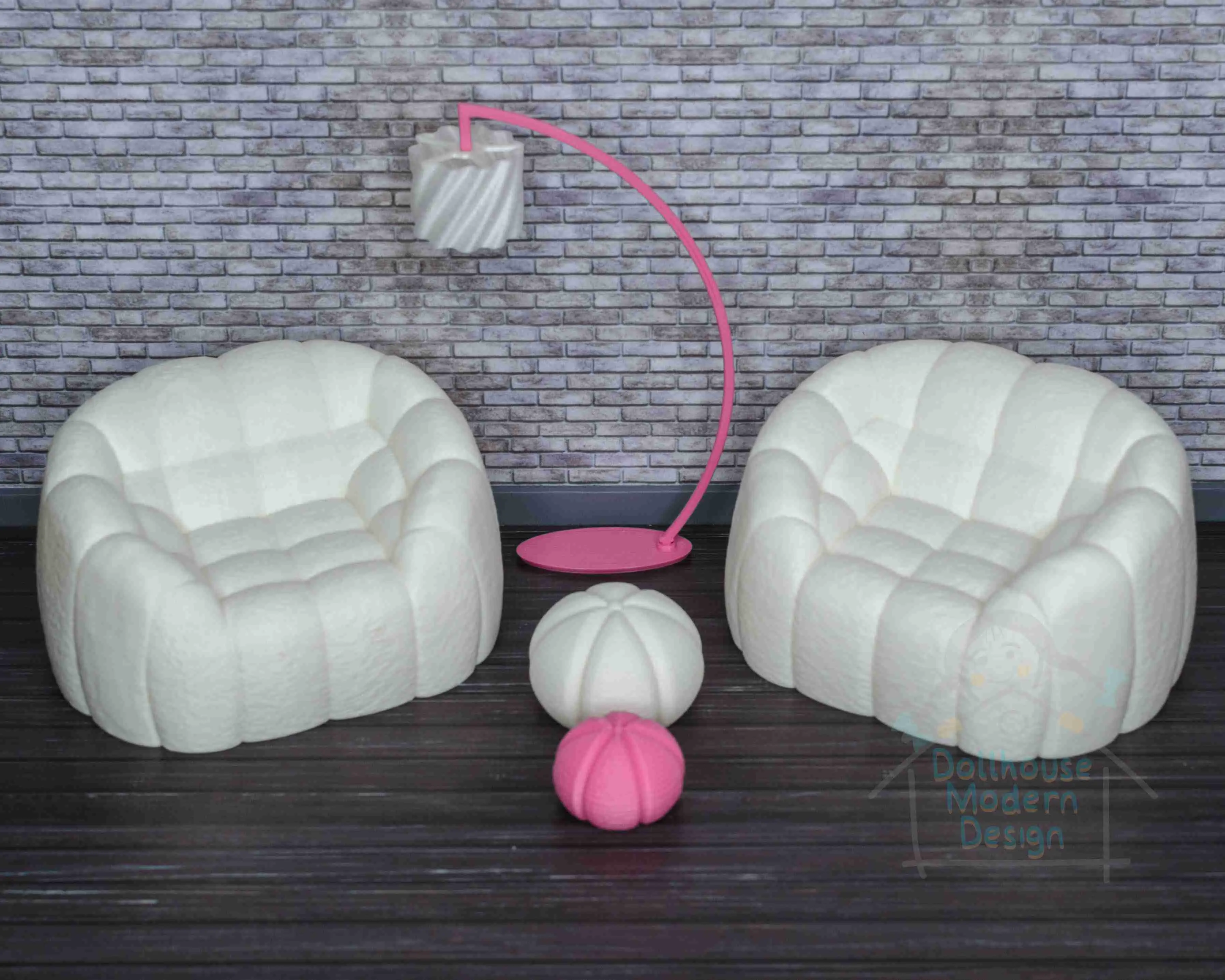 Modern dollhouse sofa 1:12 scale - miniature doll furniture.