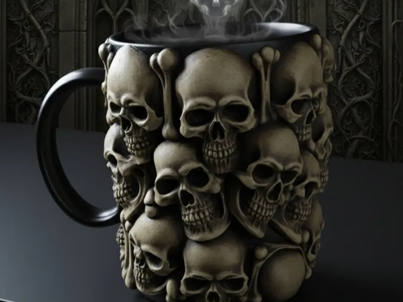 MUG WITH SKULLS.