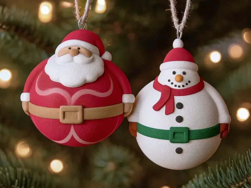 Santa & Snowman Ornament Set | 2 pcs Christmas Tree Decor