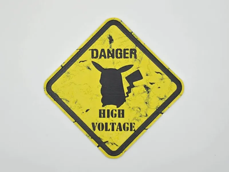Sign Danger High Voltage Pikachu