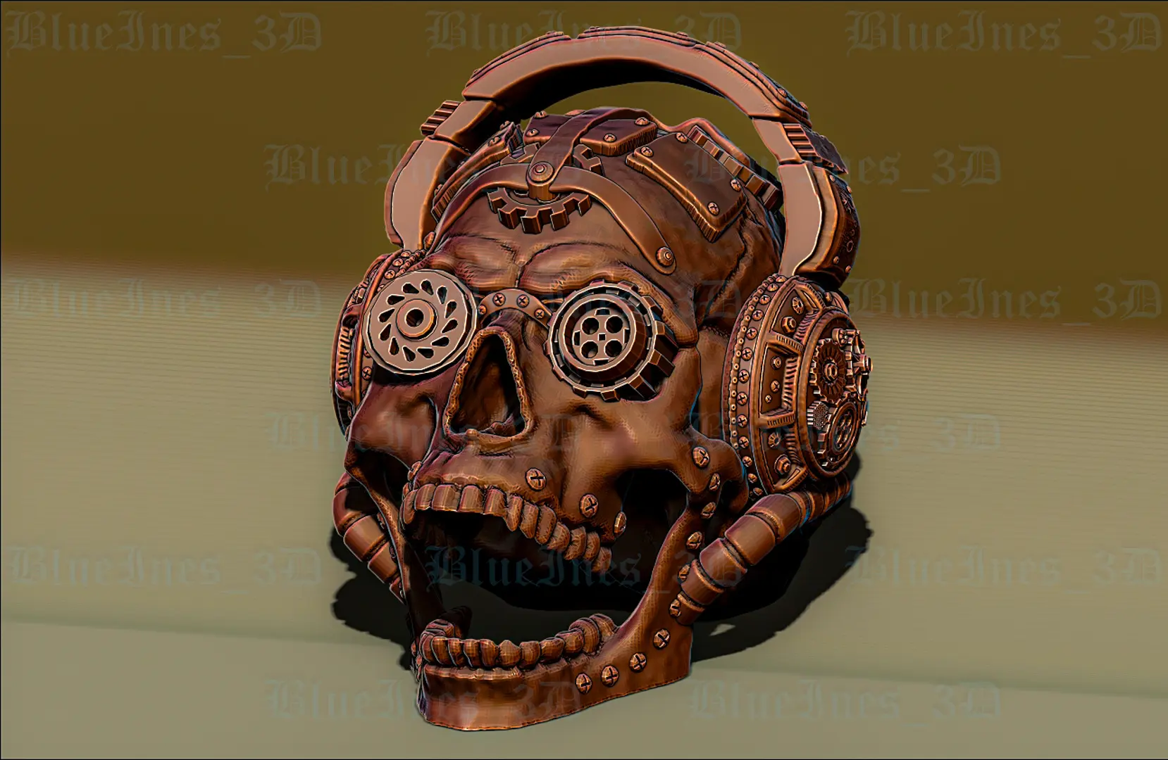 STEAMPUNK SKULL WITH HEADPHONES