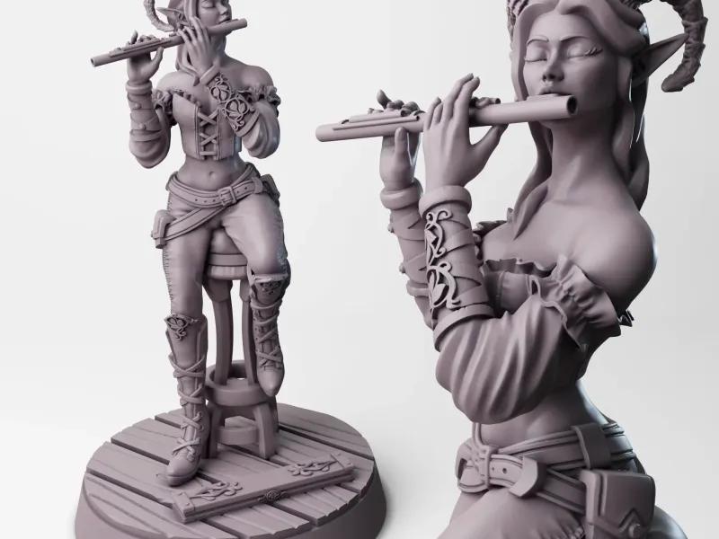 Bardo Tiefling | Eroe Hellspawn che suona il flauto | Gioco di ruolo da tavolo