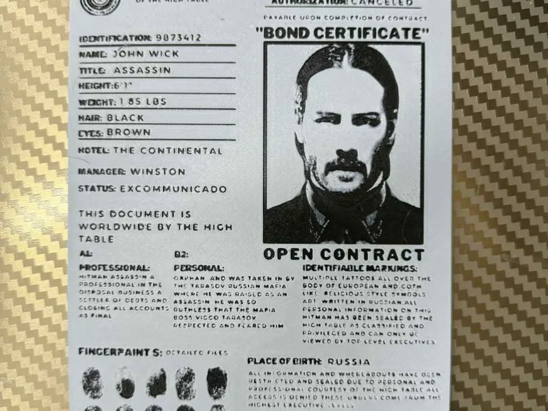 John Wick Open Contract Hueforge art