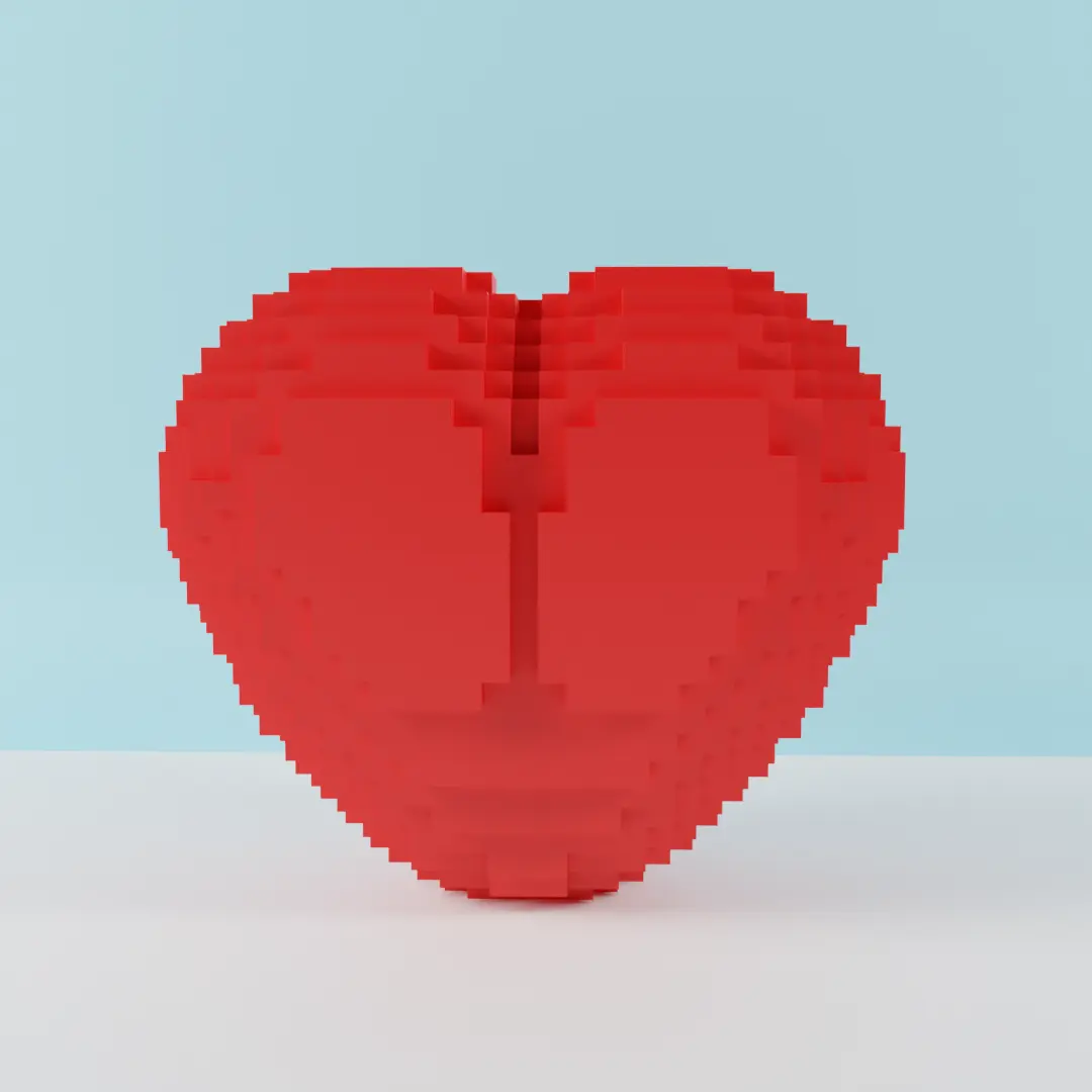 corazón de 8 bits 3D