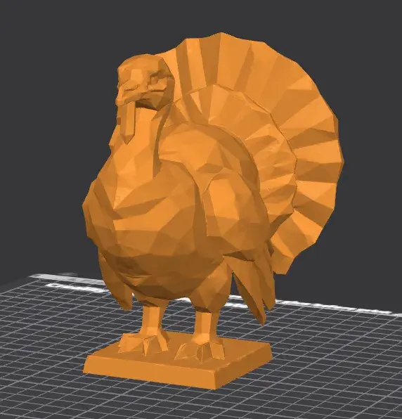 🦃 Low-Poly Turkey Statue – Thanksgiving 3D Print