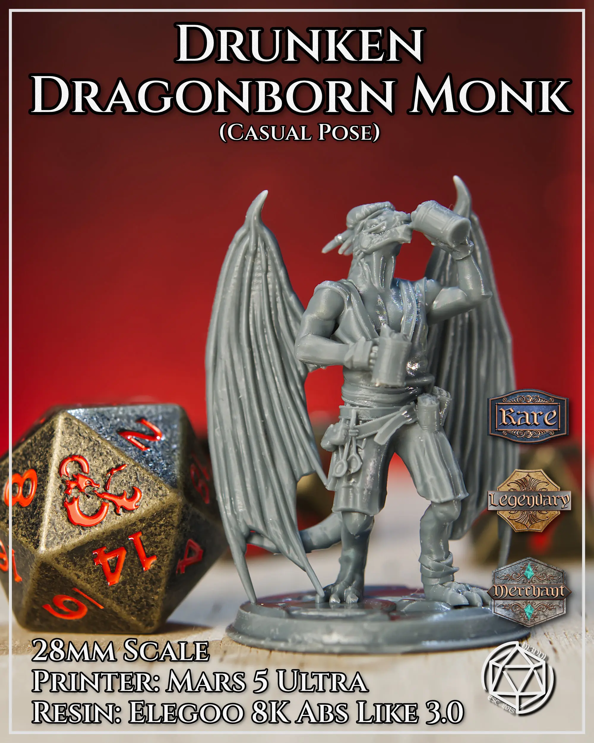 Drunken Dragonborn Monk (Casual)